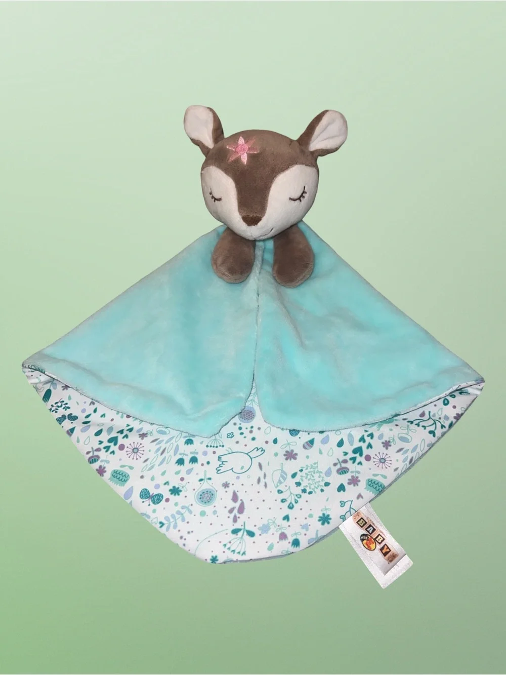 Baby Bass Pro Shop Deer Fawn Lovey Security Blanket Green